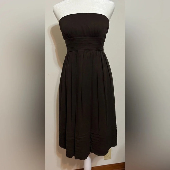 J. Crew Strapless Silk Chiffon Dress. Size 0. Chocolate brown - Picture 3 of 15